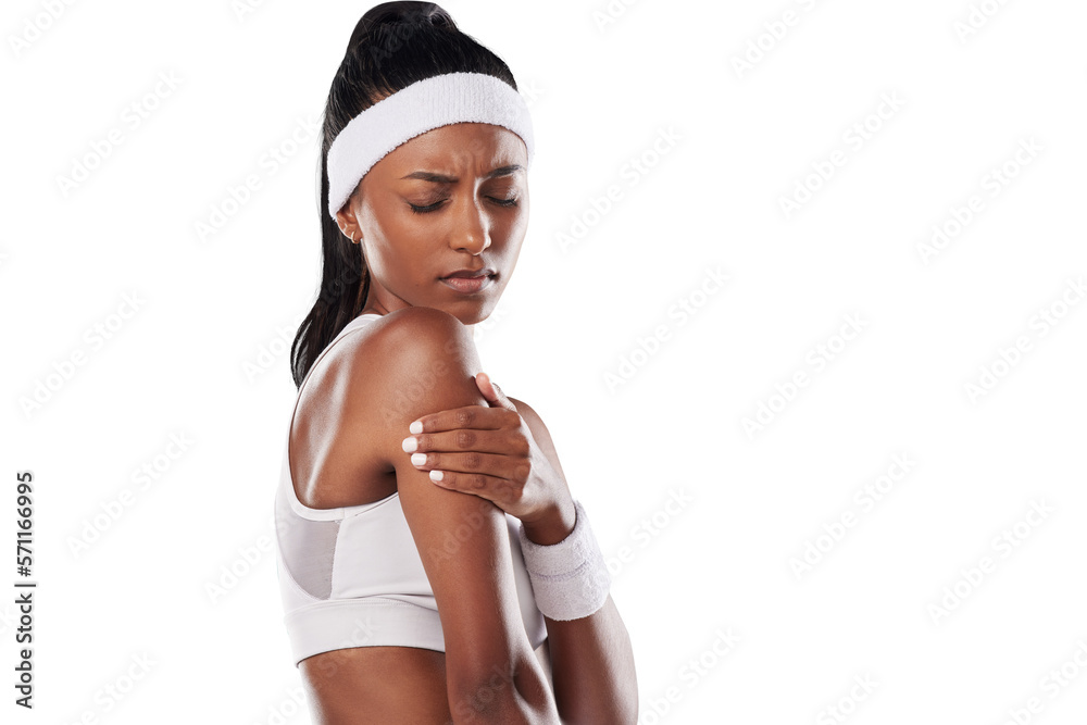 A female tennis player suffering with sore muscles after a ball game at the court. A close up of a t