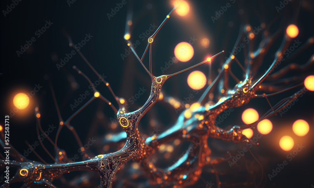 Glowing neural links network background. Illustration representing artificial intelligence neuronal 