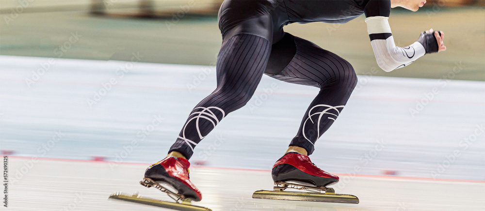 close-up legs man speed skater athlete