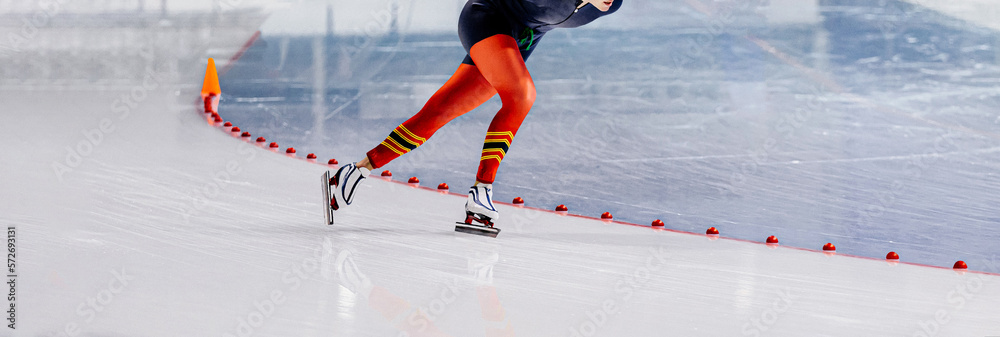 female athlete speed skater during long track speed skating