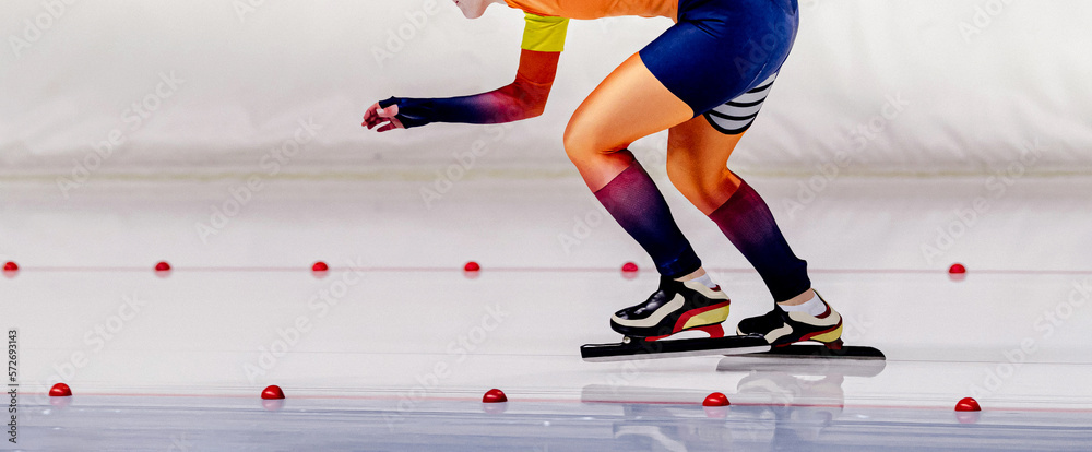woman speed skater during long track speed skating