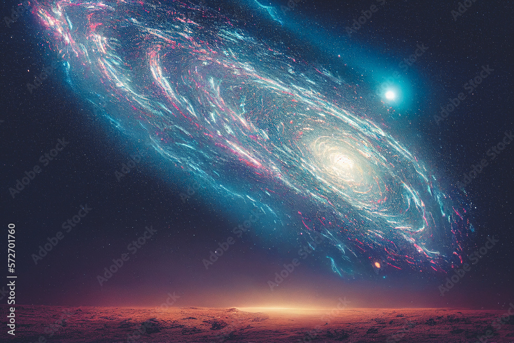 Splendid scenic outer space vibrant color starry galaxy universe in bizarre and fantasy cosmical lig