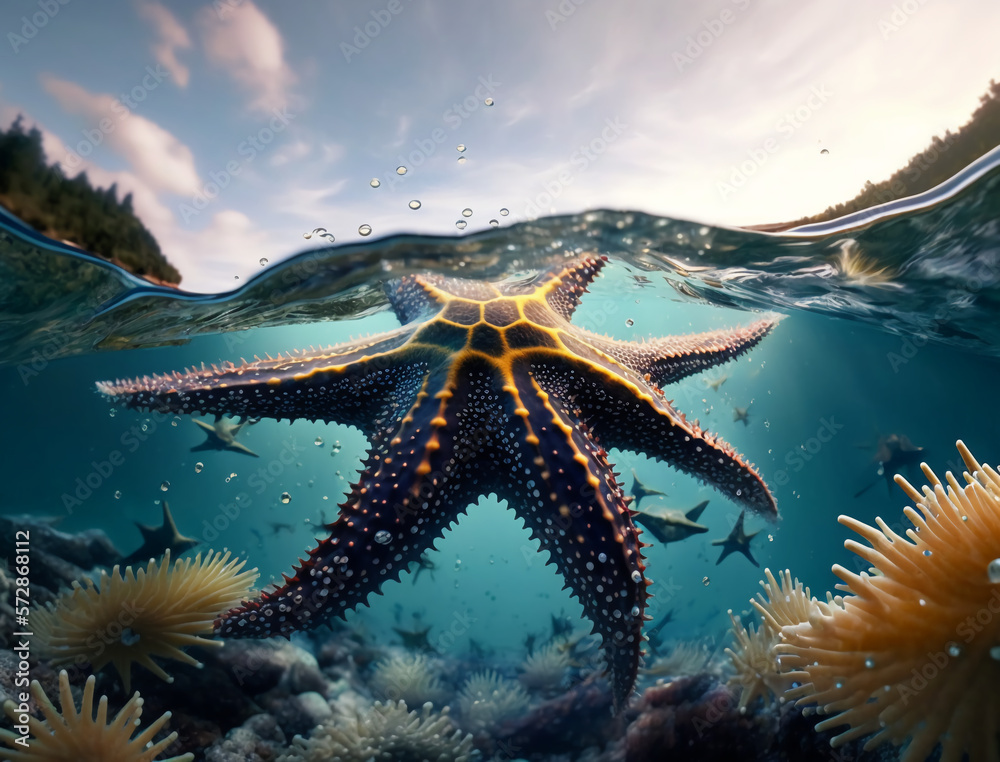 starfish on the sea have a great colourful light to enjoy nature, Bright sky, Safe Atmosphere, HQ la