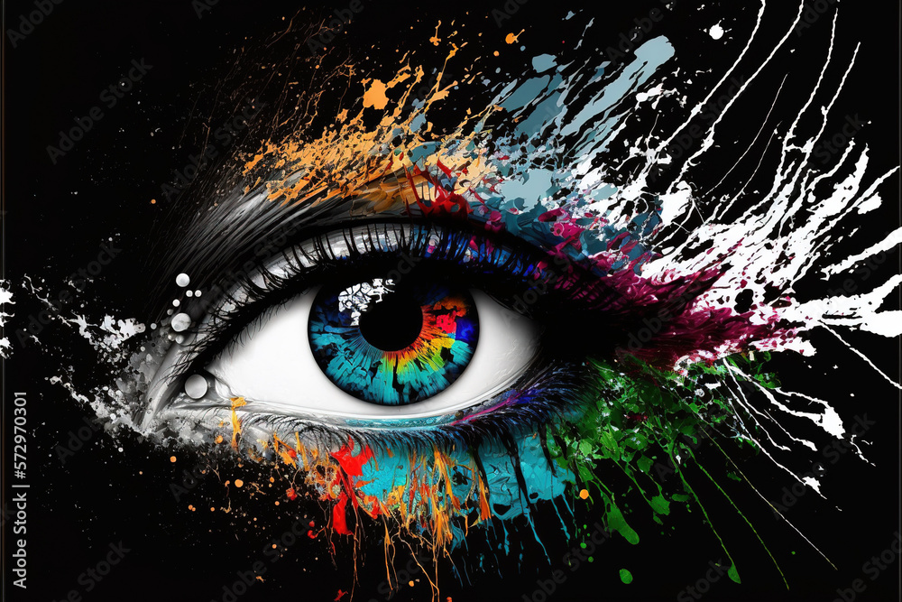 Abstract woman eye watercolor splash art, beautiful graphic design in style of contemporary water co
