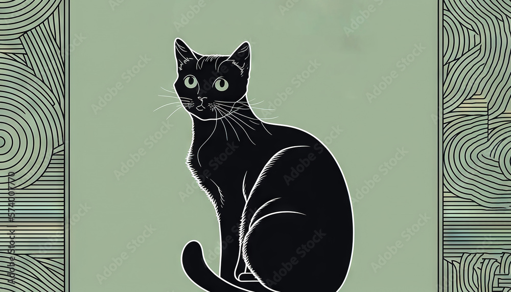  a black cat sitting on top of a green cover of a book with a black cat on its back and a black cat
