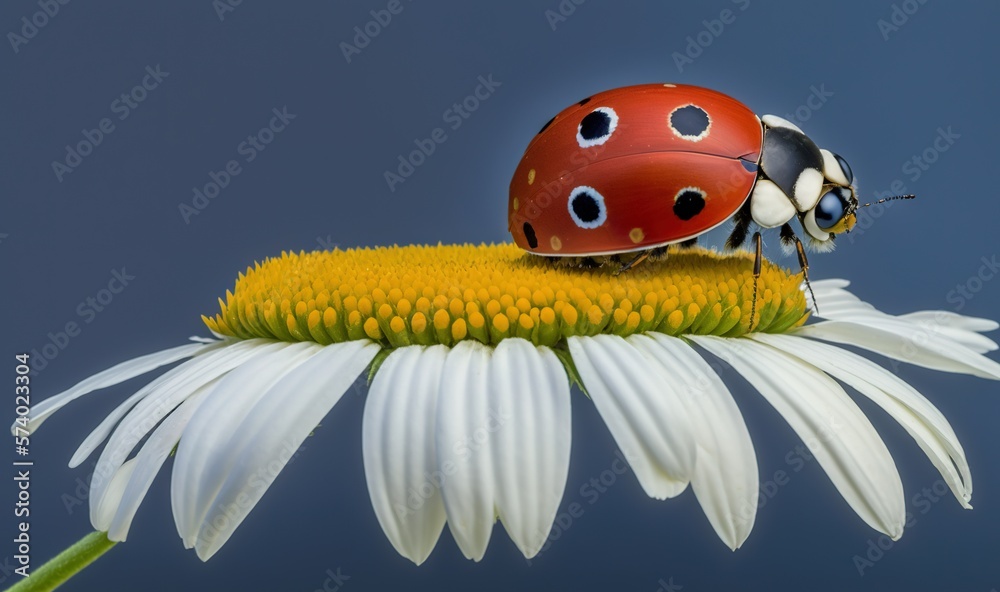  a ladybug sitting on top of a white flower.  generative ai