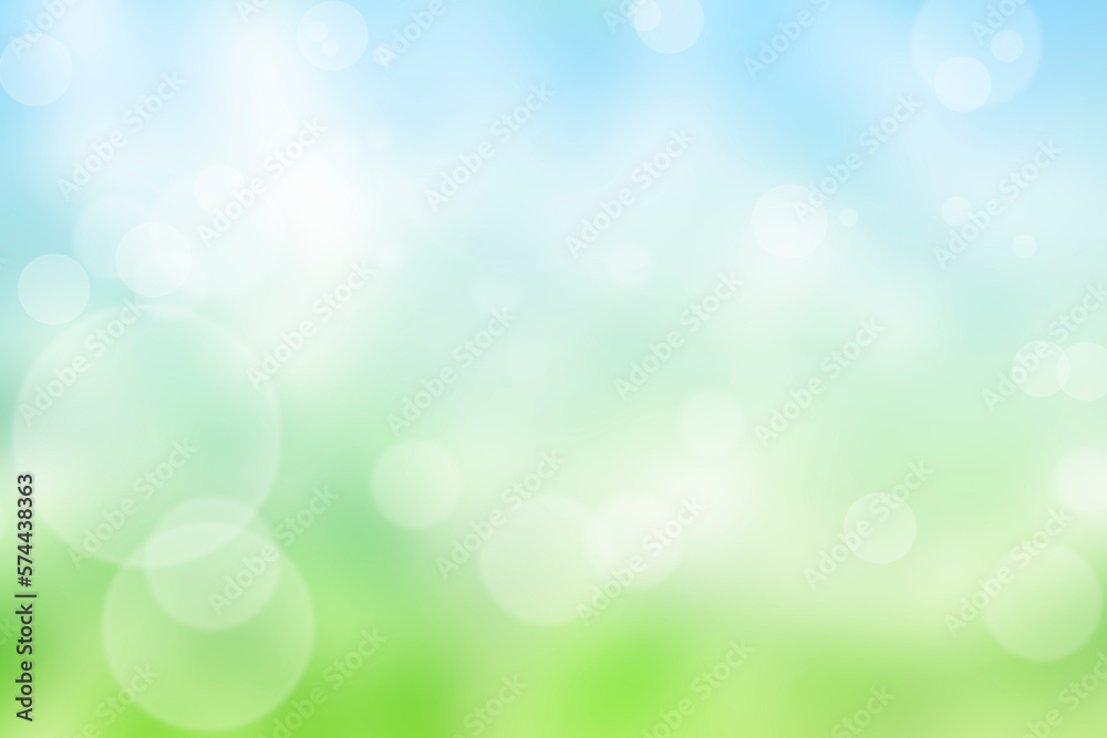 Abstract nature blur background with bokeh light. Sunny spring meadow blur background, blue sky to g