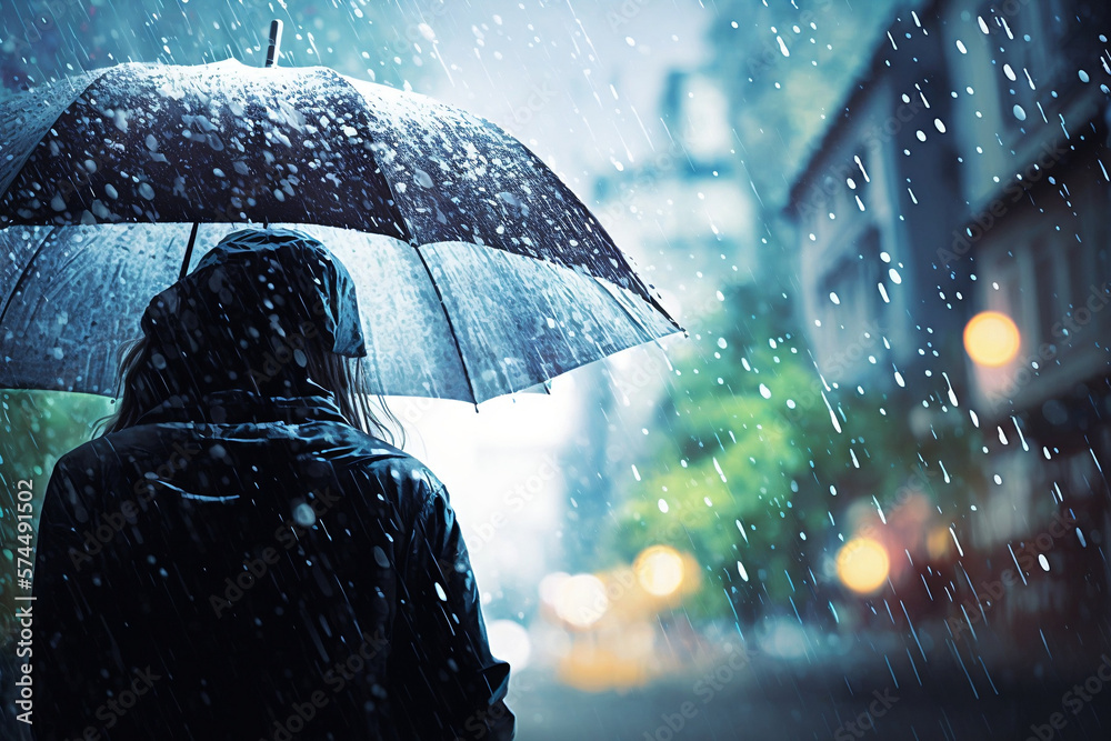 Winter Rainy Days Weather Umbrella AI Generative