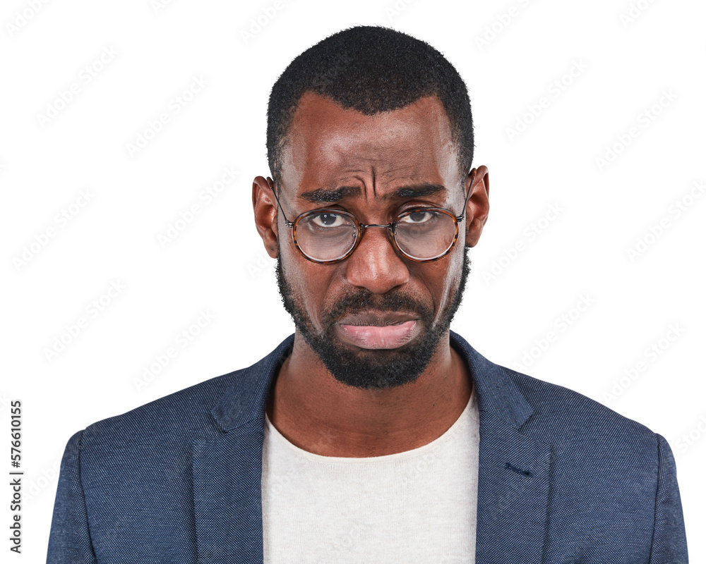 A sad afro american stock investor or broker crying or making a weeping facial expressions, disappoi