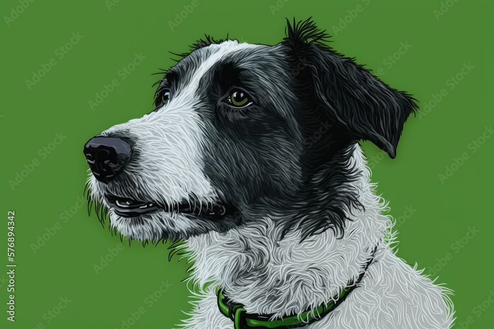 A close up of a mutt. The studios funny pet. Painting of a lone dog, in isolation. Portrait of a lo