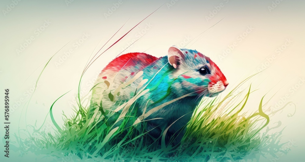 A mouse in the field, supine. Separated from any other visual clutter. Generative AI