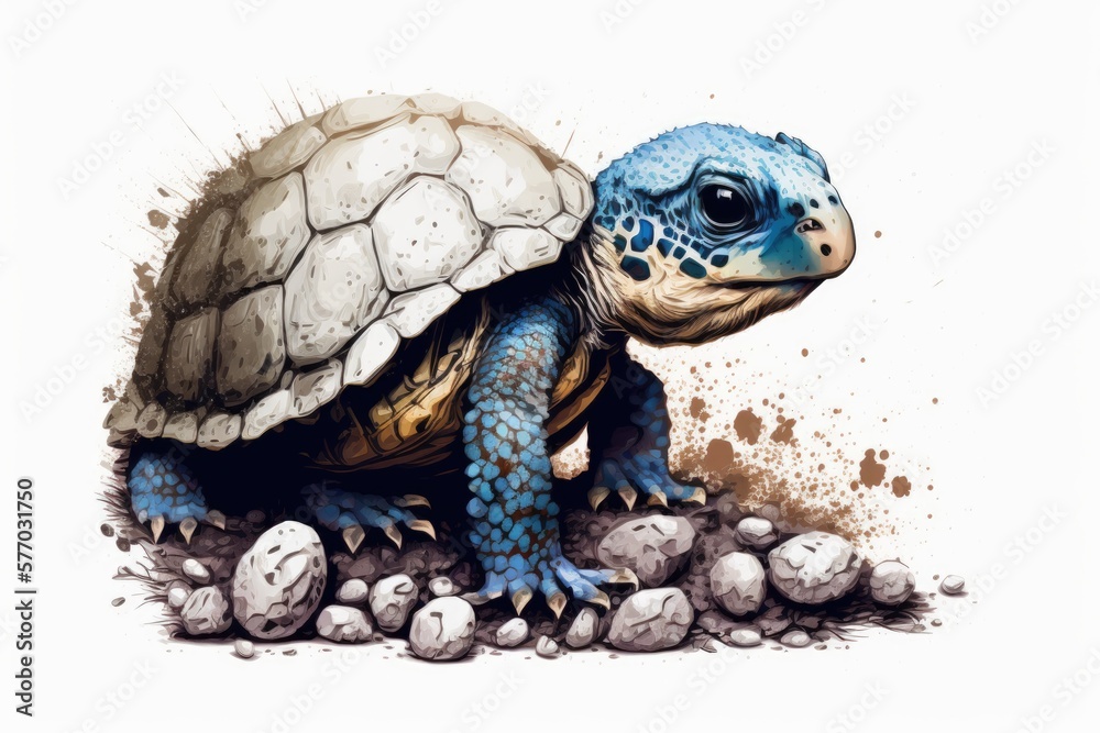 Baby Africa spurred tortoises in the process of hatching; a sweet depiction. the beginning of a new 