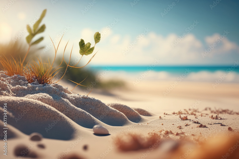 Summer Sand Beach background. Illustration AI Generative
