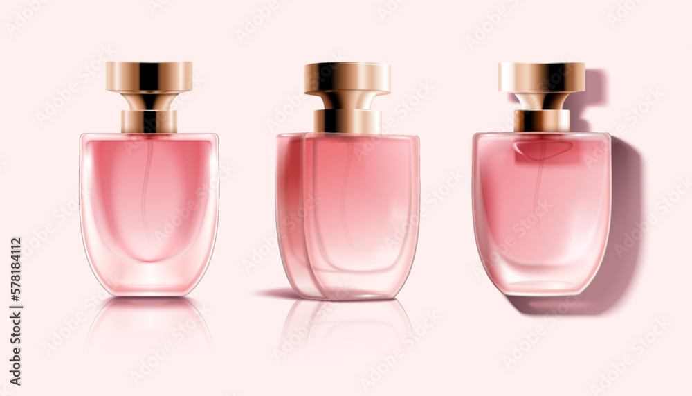 Pink perfume spray bottle mockups