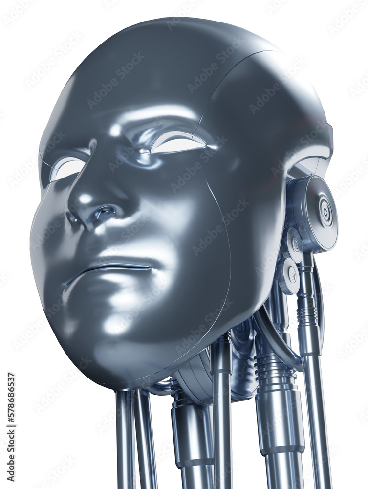 Robot head artificial intelligence a.i. innovation technology, 3d rendering