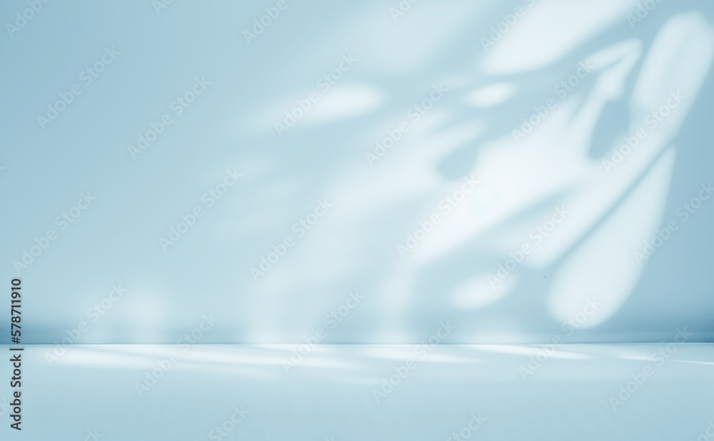 Minimalistic abstract gentle light blue background for product presentation with light and intricate
