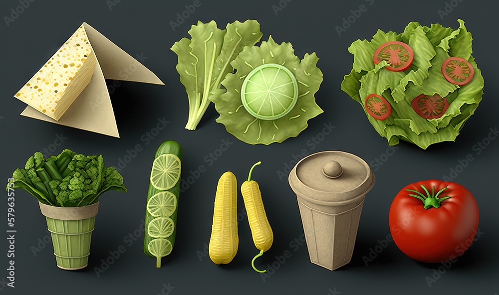  a bunch of vegetables that are sitting on a black surface with a paper in the middle of the picture