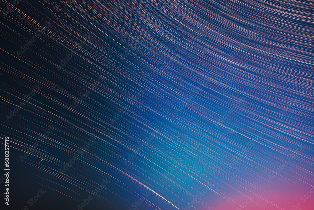 Flight Of Fancy. Abstract Amazing Star Trails On Night Sky Background. Bright Night Starry Sky. Soft