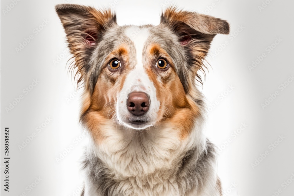 Portrait photography of a beautiful dog breed on a white background. shot studios were made. Funny p