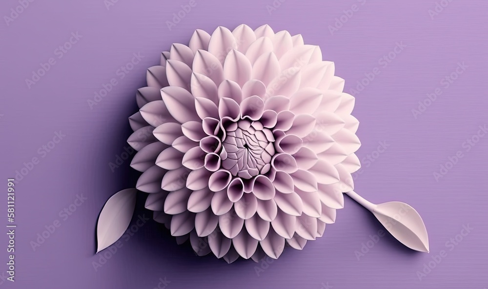  a paper flower on a purple background with a white flower in the middle of the petals and two large