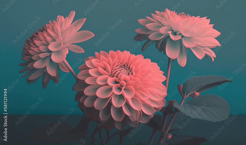  a group of pink flowers sitting on top of a black table next to a green wall and a leafy green plan