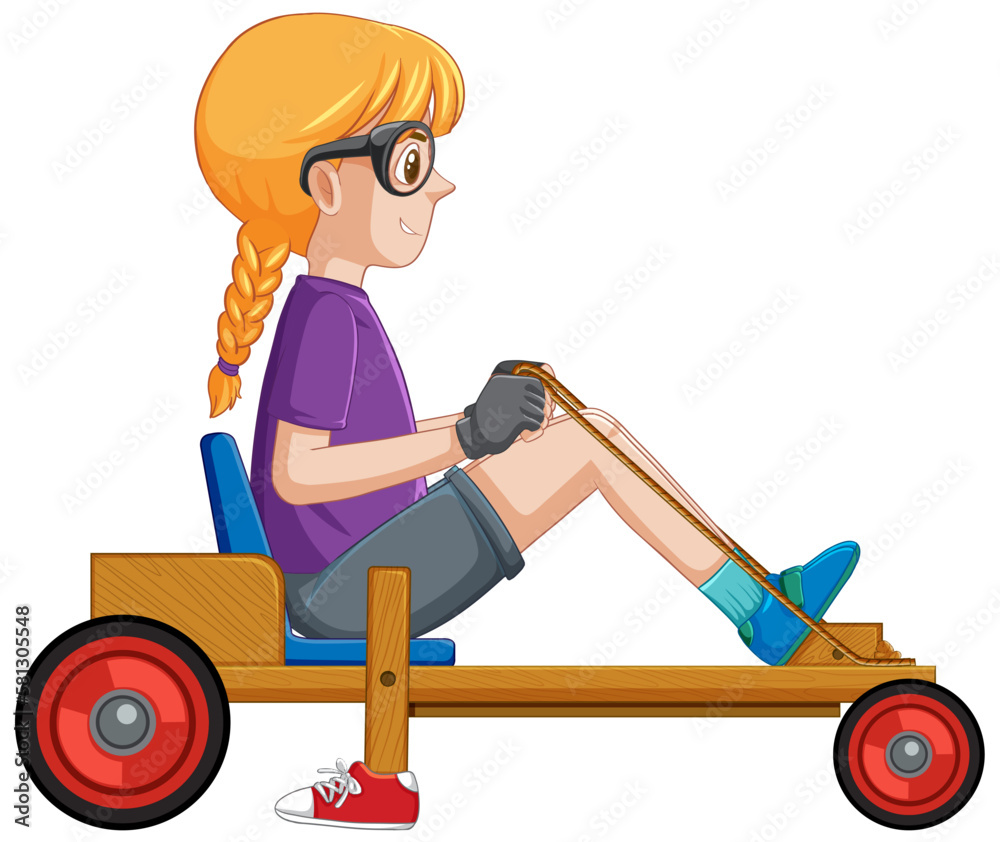 Girl driving Billy cart