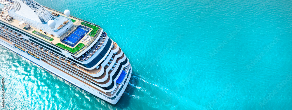 Stern of Cruise Ship, Cruise Liners beautiful white cruise ship above luxury cruise in the ocean con