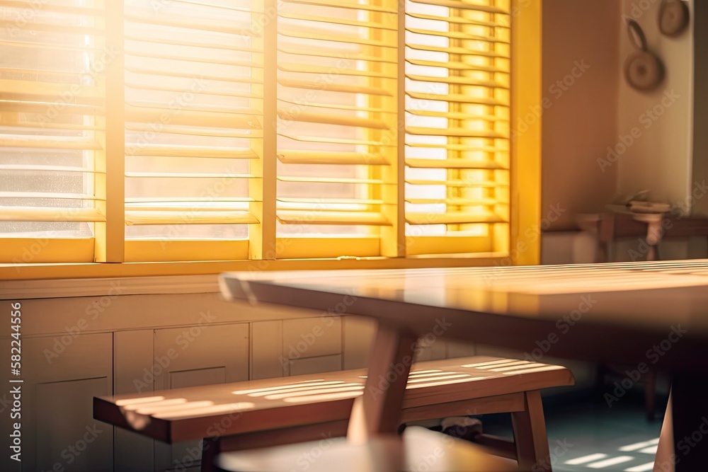 a room and window in yellow with sunlight. Generative AI