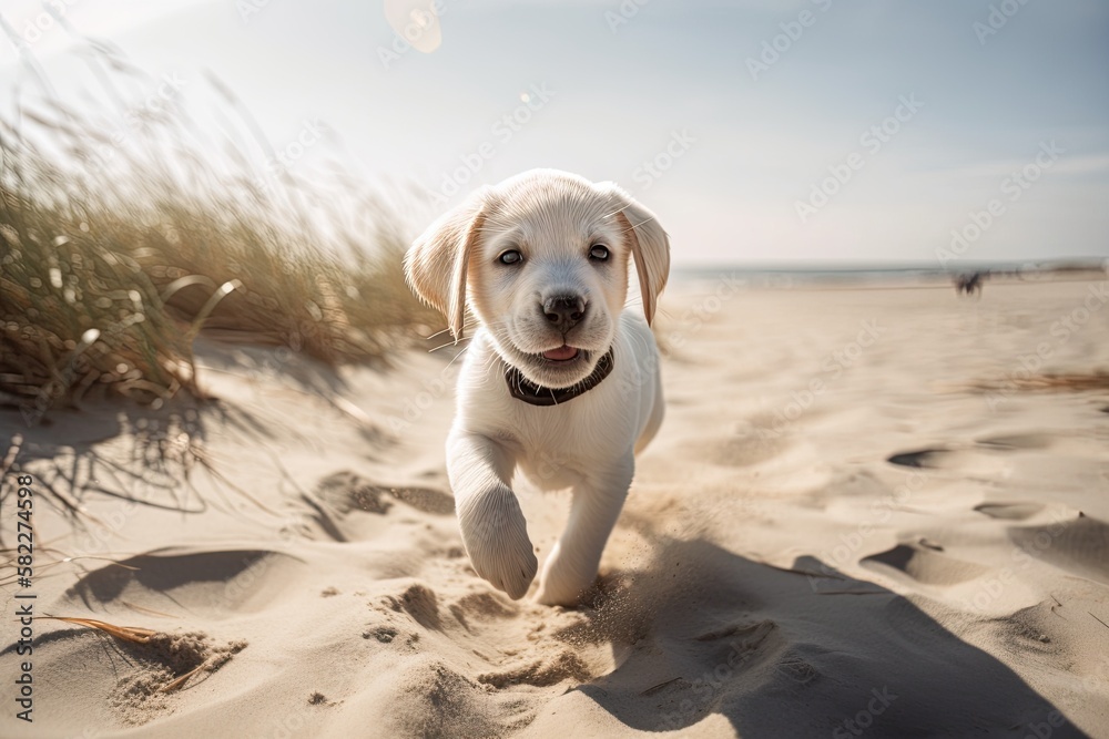Labrador puppy, golden retriever puppy. Generative AI