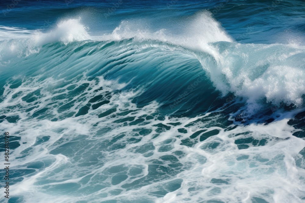 The water forms a whirlpool as it spirals. The ocean is clean and blue. The wave assumes a pipe like
