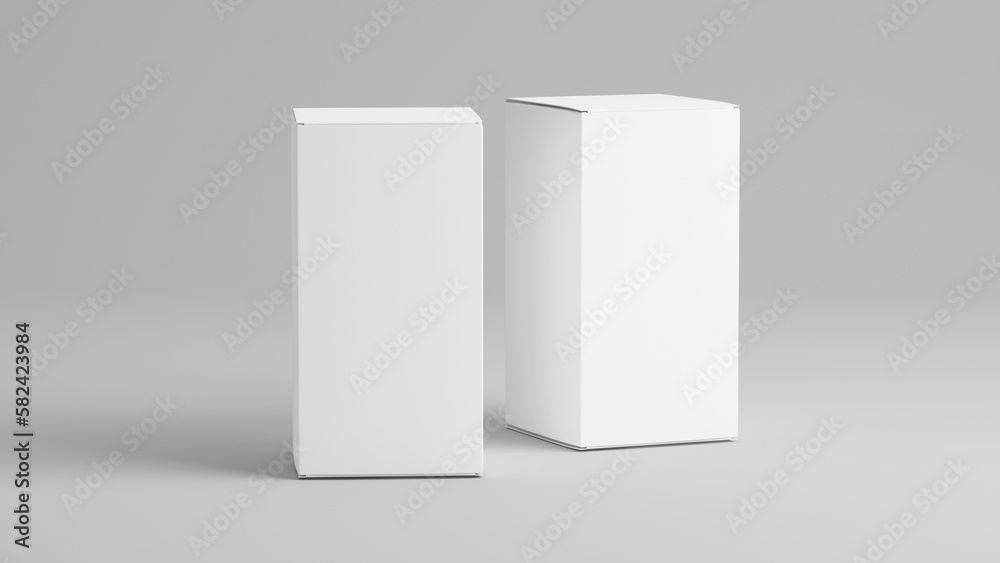 Pair of white packaging box - 3d rendering mock up.