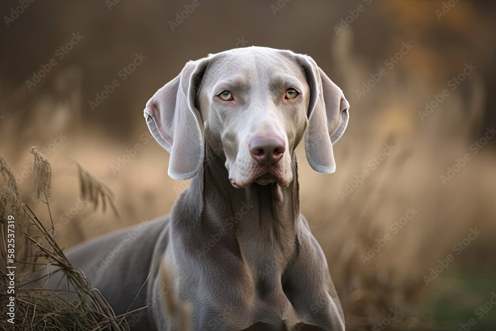 Male silver weimaraner purebred dog. Generative AI