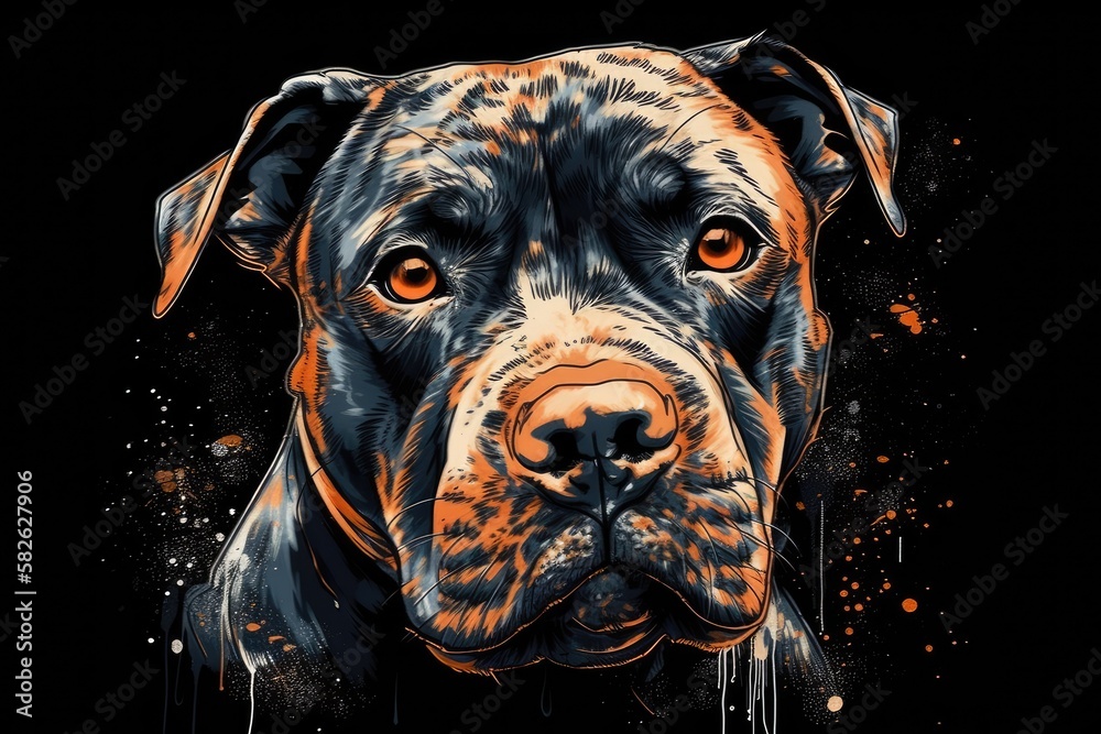 Portrait of a pit bull in raster format. Generative AI