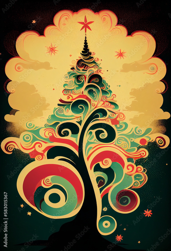 Creative Christmas tree illustration