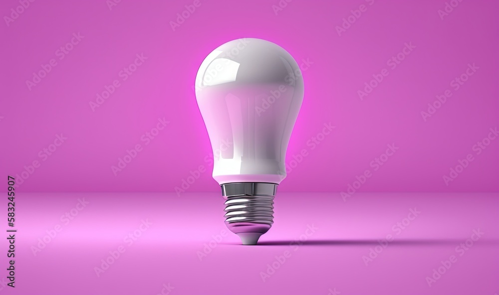  a light bulb on a pink background with a pink light in the middle of the bulb is a light bulb that 