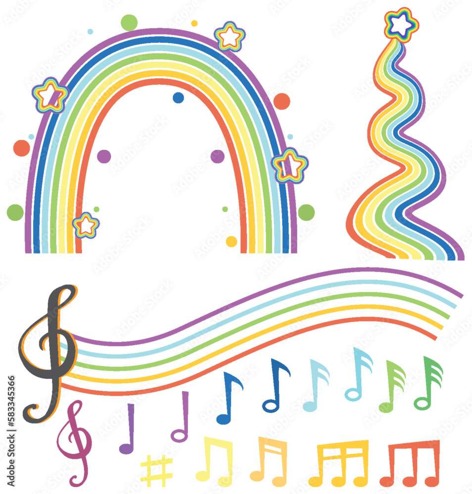 Set of rainbow sign and symbol
