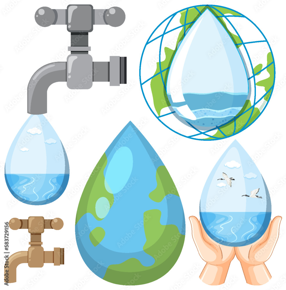 Save the planet concept with earth in water drop shape
