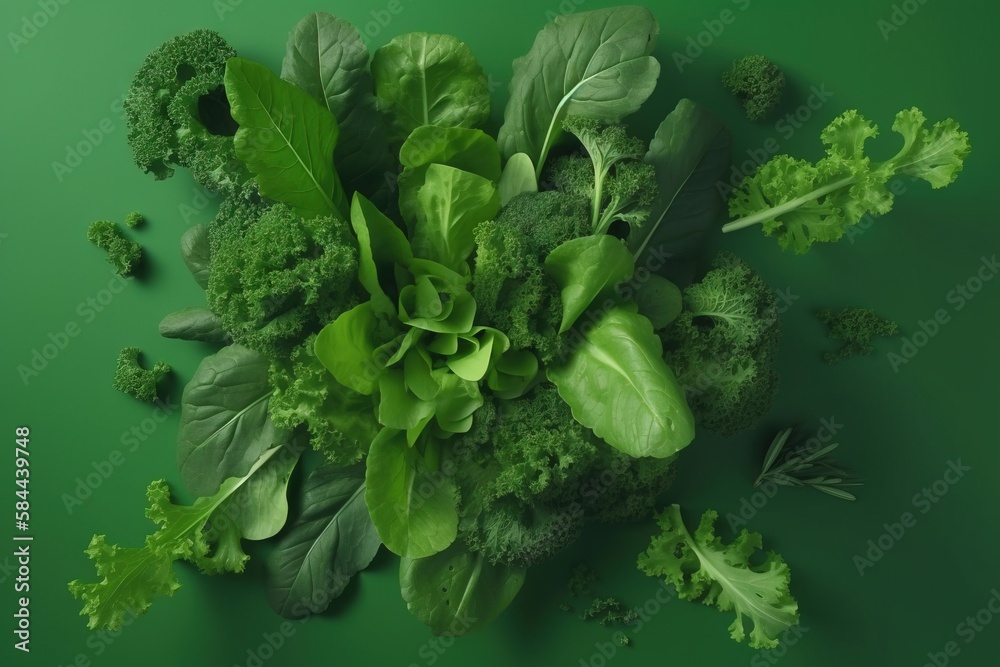  a bunch of green leafy vegetables on a green background with a green background and a green backgro