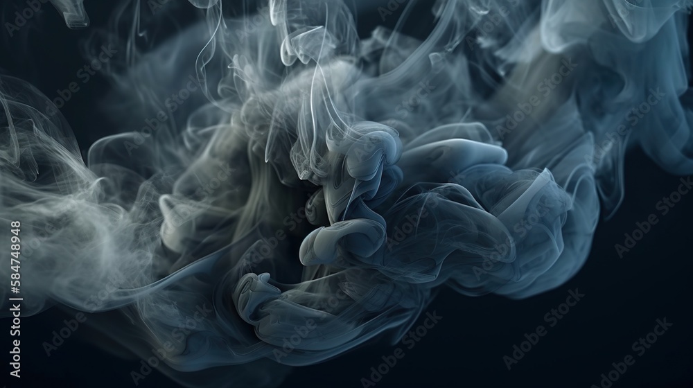 Dramatic vortex of clouds or smoke background. Vapor swirls. Generative AI