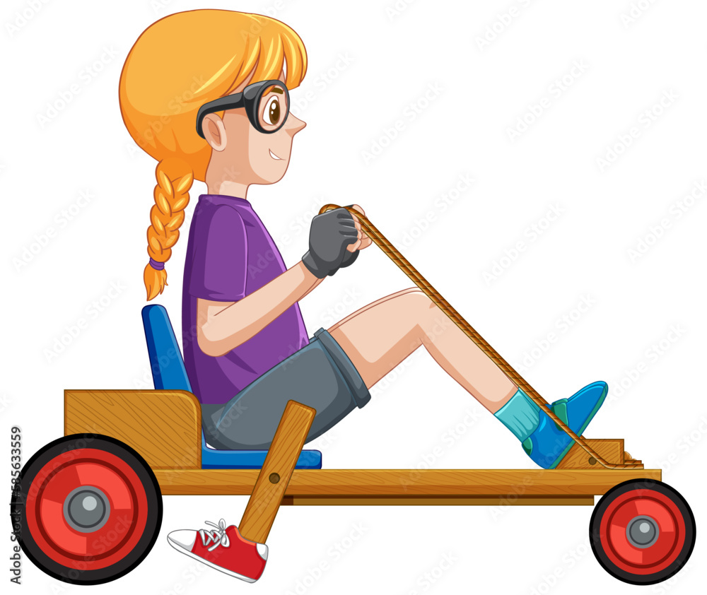 Girl driving Billy cart