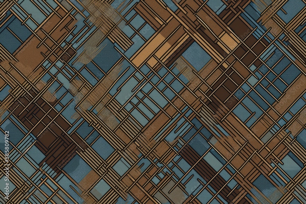 classic brown and blue plaid pattern. Generative AI