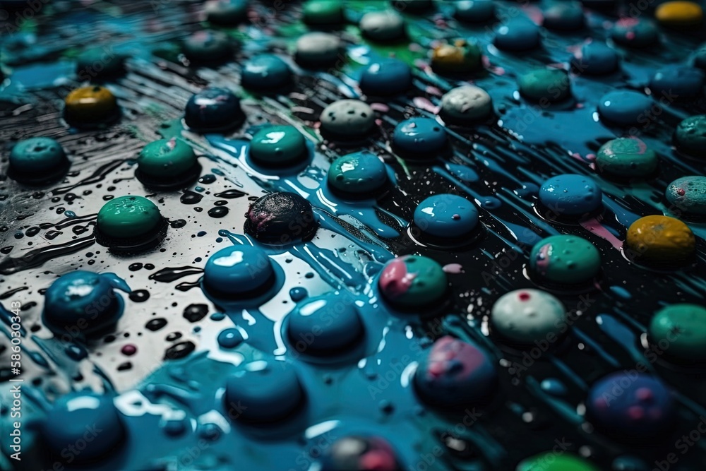 Illustration of multi-colored buttons arranged on a surface created with Generative AI technology