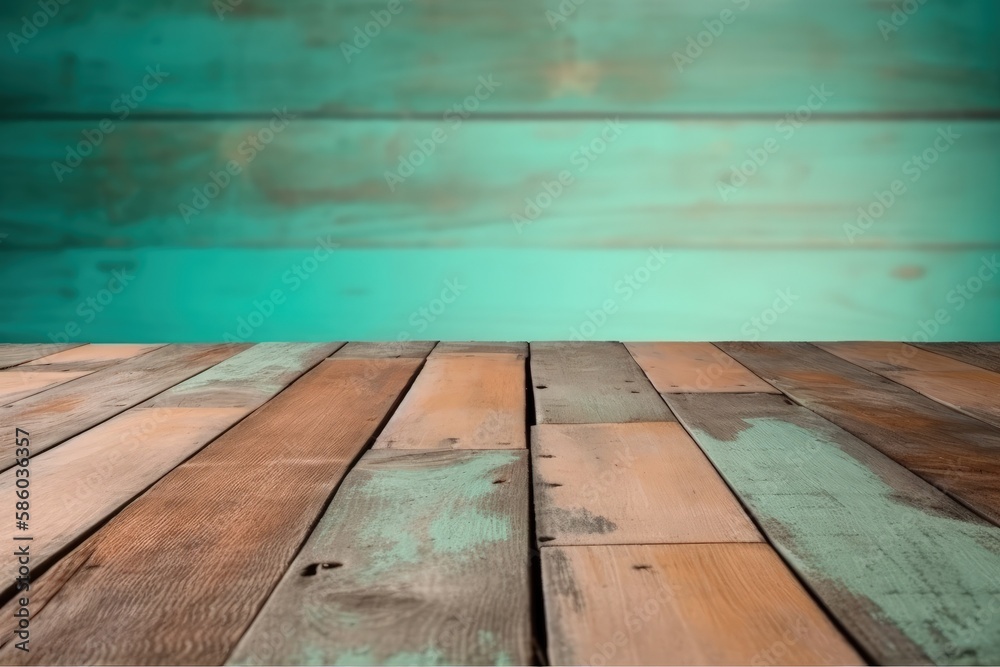 wooden table top with a blurred background created with Generative AI technology