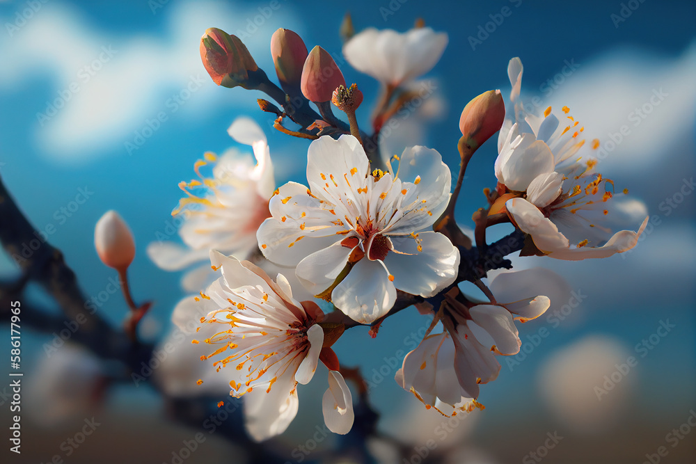 AI generates illustrations peach blossom
