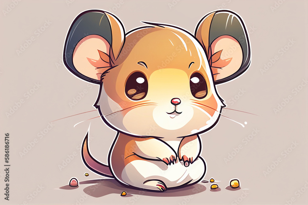 Creative cartoon illustration of little mouse