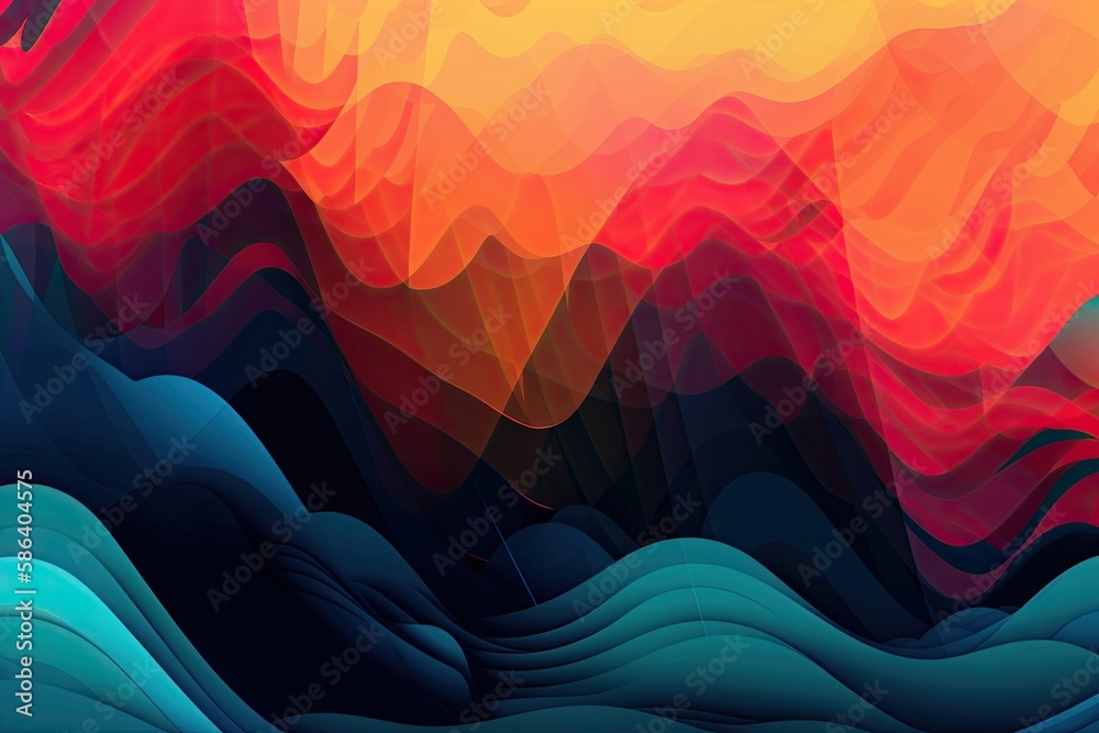 majestic mountain range during a colorful sunset. Generative AI