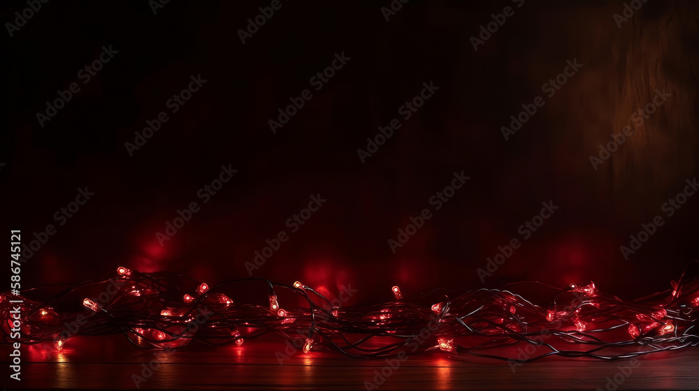 Red Background with Christmas lights Illustration Generative AI