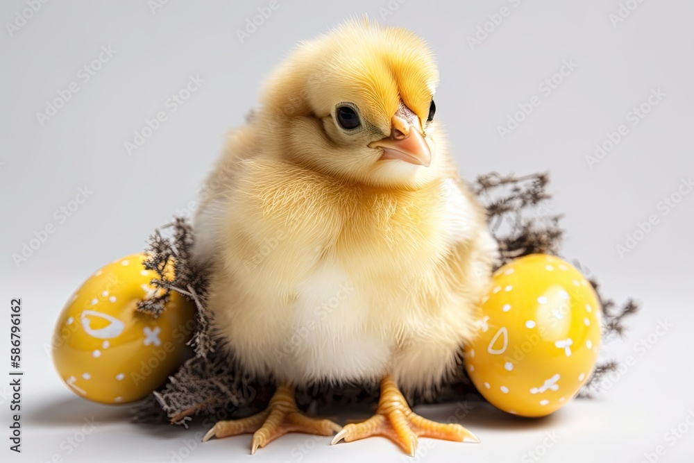 An adorable chicken Easter decoration. holiday concept for Easter. Generative AI