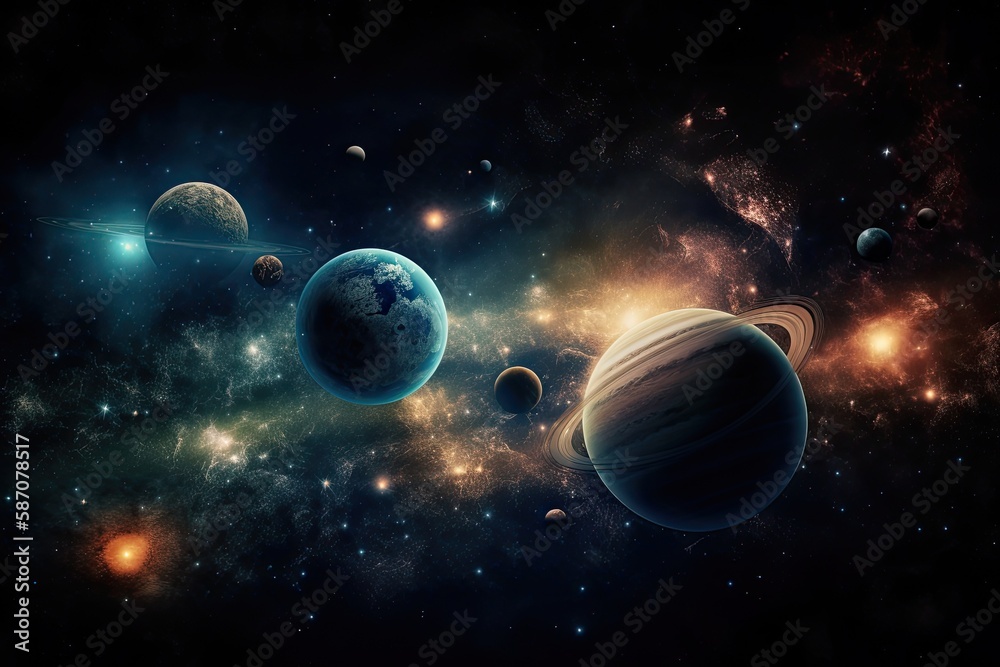 Outer spaces planets, stars, and galaxies display the beauty of space exploration. components provi