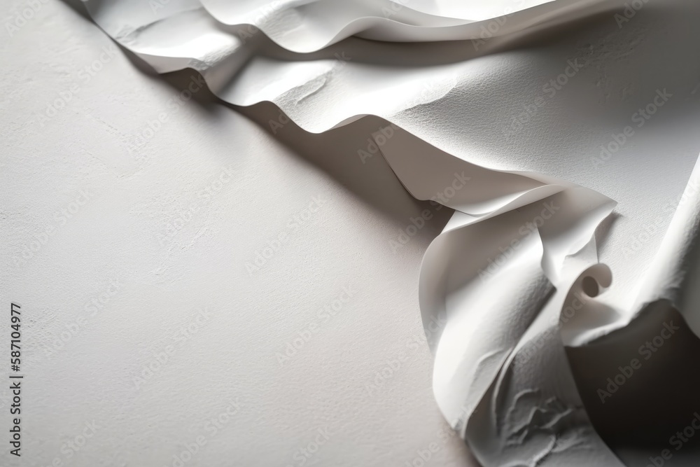 detailed close-up of a white sculpture mounted on a wall. Generative AI